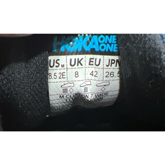Hoka One One Clifton 7 Moonlit Ocean 1110534 Moan Sneakers Mens Size 8.5 2E - Picture 7 of 7
